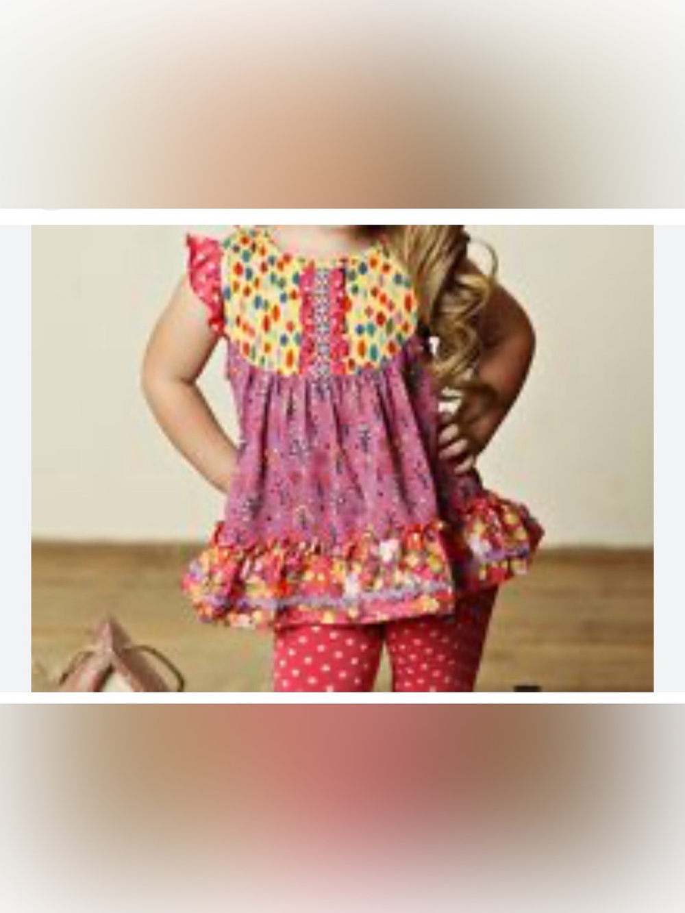 Matilda Jane Friends Forever Flutter Top with a multi-colored leaves/acorns.